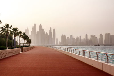 Stunning views of the skyscrapers in dubai at dawn. uae