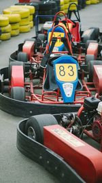 High angle view of sports cars