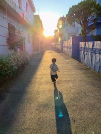 Korean baby walking on street