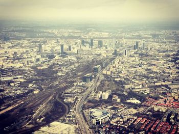 High angle view of cityscape against sky