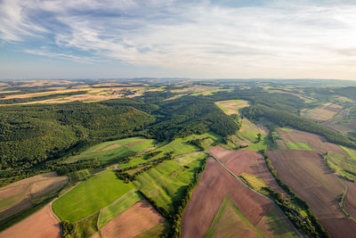 Aerial view at a landscape in germany, rhineland palatinate near bad sobernheim