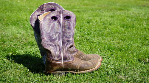 Boots on the grass