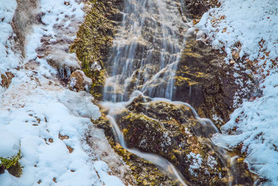 Scenic view of waterfall in winter