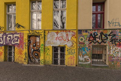 Graffiti on brick wall