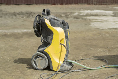 Washing for the yard. electric water spray. water supply device. yellow car wash. 