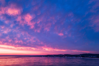 Scenic view of sea against sky at sunset