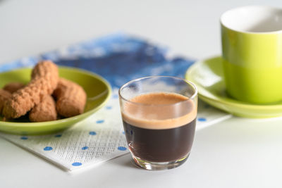 Close-up of coffee on table