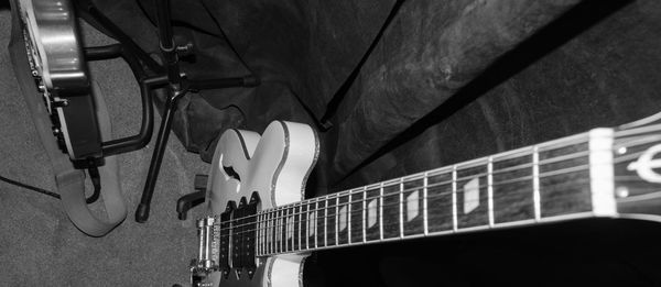 High view of an electric guitar 