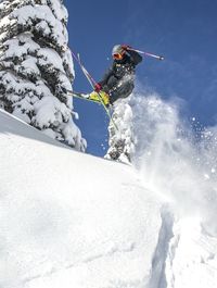 High angle view of person in snow