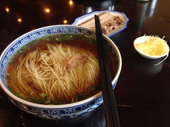 Close-up of food on table