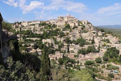 High angle view of townscape against sky