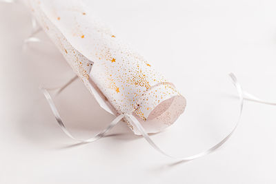 High angle view of ice cream against white background