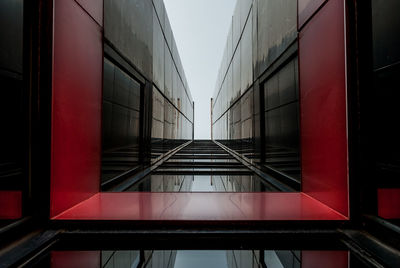 Low angle view of modern buildings against clear sky