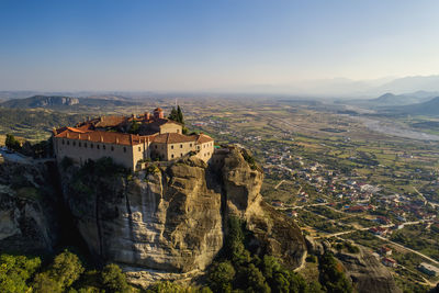 High angle view of buildings in city