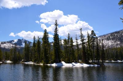 Scenic view of frozen lake against sky