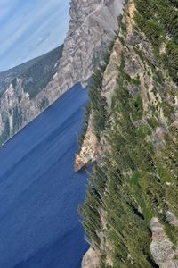 High angle view of land and sea