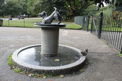 Statue fountain against trees