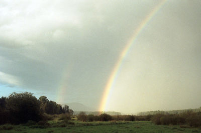 Rainbow over field