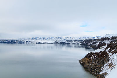 Scenic view of sea against sky during winter