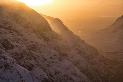 Sunrise over the mountains in glencoe