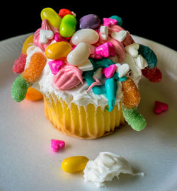 Close-up of cupcakes on plate