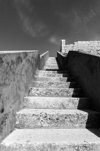 Low angle view of staircase against sky