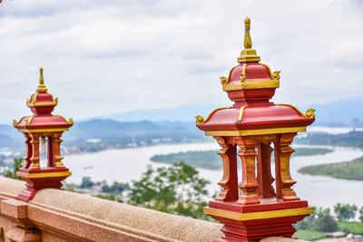 Close-up of temple against building