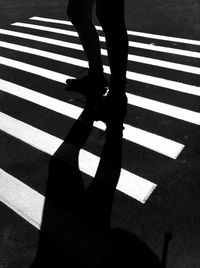 Low section of person walking on zebra crossing