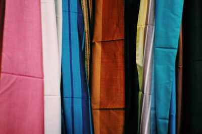 Full frame shot of textile for sale in market