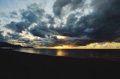 Scenic view of sea against cloudy sky