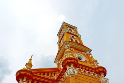 Low angle view of temple building against sky