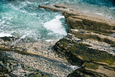 High angle view of sea shore