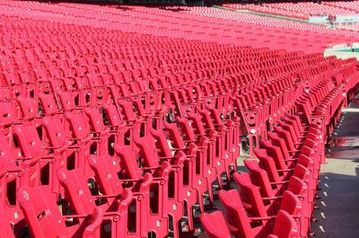 Empty chairs in row