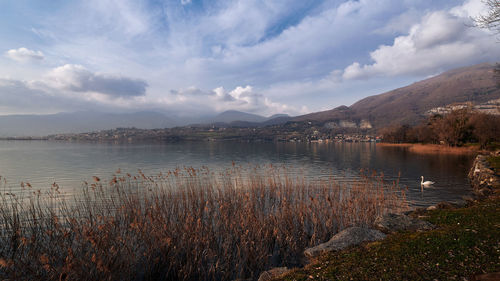 Scenic view of lake against sky