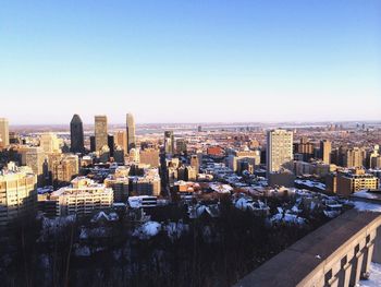 Cityscape against blue sky