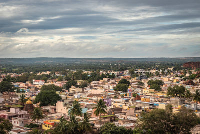 City from mountain top at day