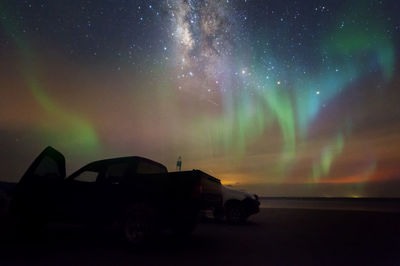 Scenic view of aurora polaris against sky at night