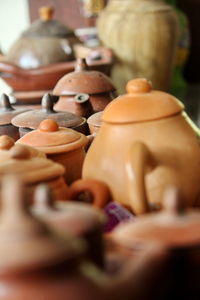 Close-up of pots for sale