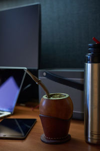 Close-up of laptop on table