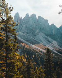 Scenic view of mountains against sky during autumn