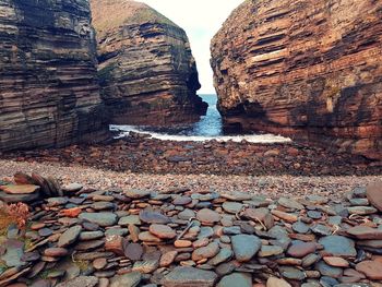 Stone wall by sea