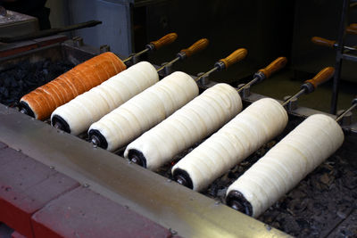 Preparation of the famous, traditional and delicious hungarian chimney cake -kurtoskalacs