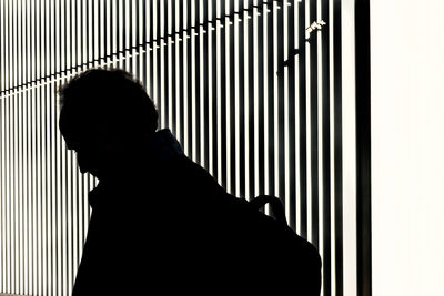 Rear view of silhouette woman on wall