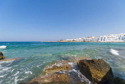 Scenic view of sea against clear sky