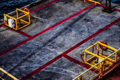 High angle view of yellow construction site