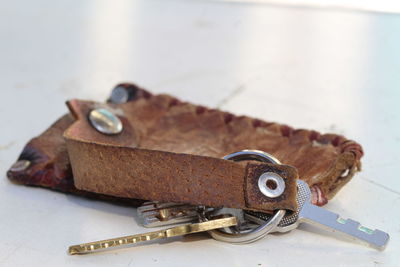 Close-up of key on table