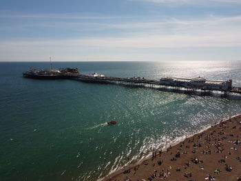 High angle view of sea against sky