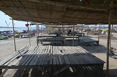 Empty chairs and tables at restaurant
