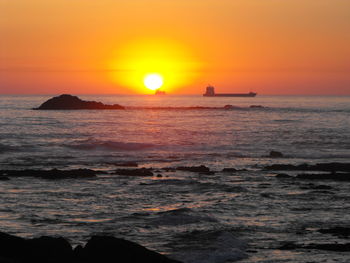 Scenic view of sea at sunset