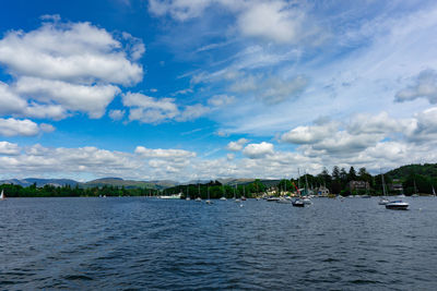 Landscape of lake windermere at lake district national park in united kingdom